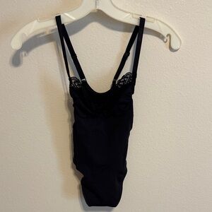 SKIMS Black Lace Detail Bodysuit